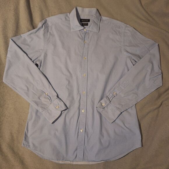 Massimo Dutti Other - MASSIMO DUTTI-Finest Fabric-Mens L Blue Dress Shirt-Slim-Sml Geo Print-Cotton